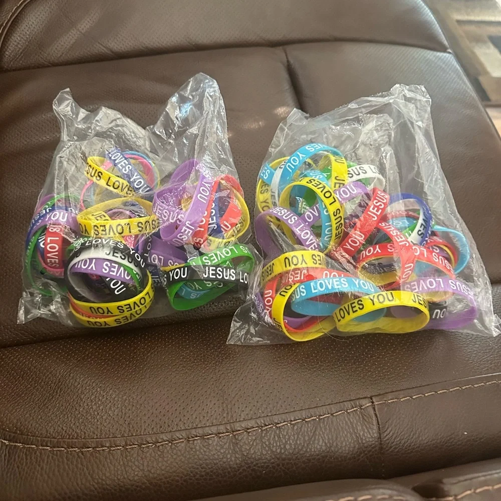 Colorful Jesus Loves You Wristbands for Kids